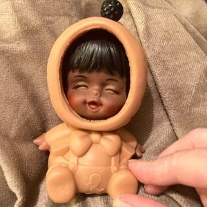 Vintage 1950s Baby Eskimo Doll Rubber Toy 3 Faces Happy Crying Pouty Hong Kong